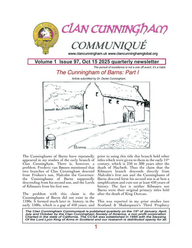 2025 10 15 Vol 1 Issue 97 The Cunninghams of Barns page 1