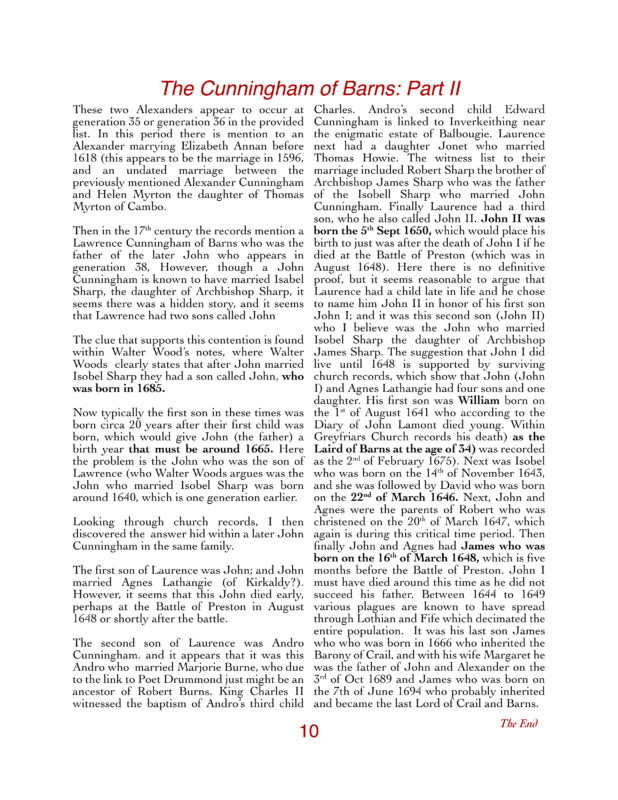 2026 1 15 Vol 1 Issue 98 The Cunningham of Barns Part II page 10